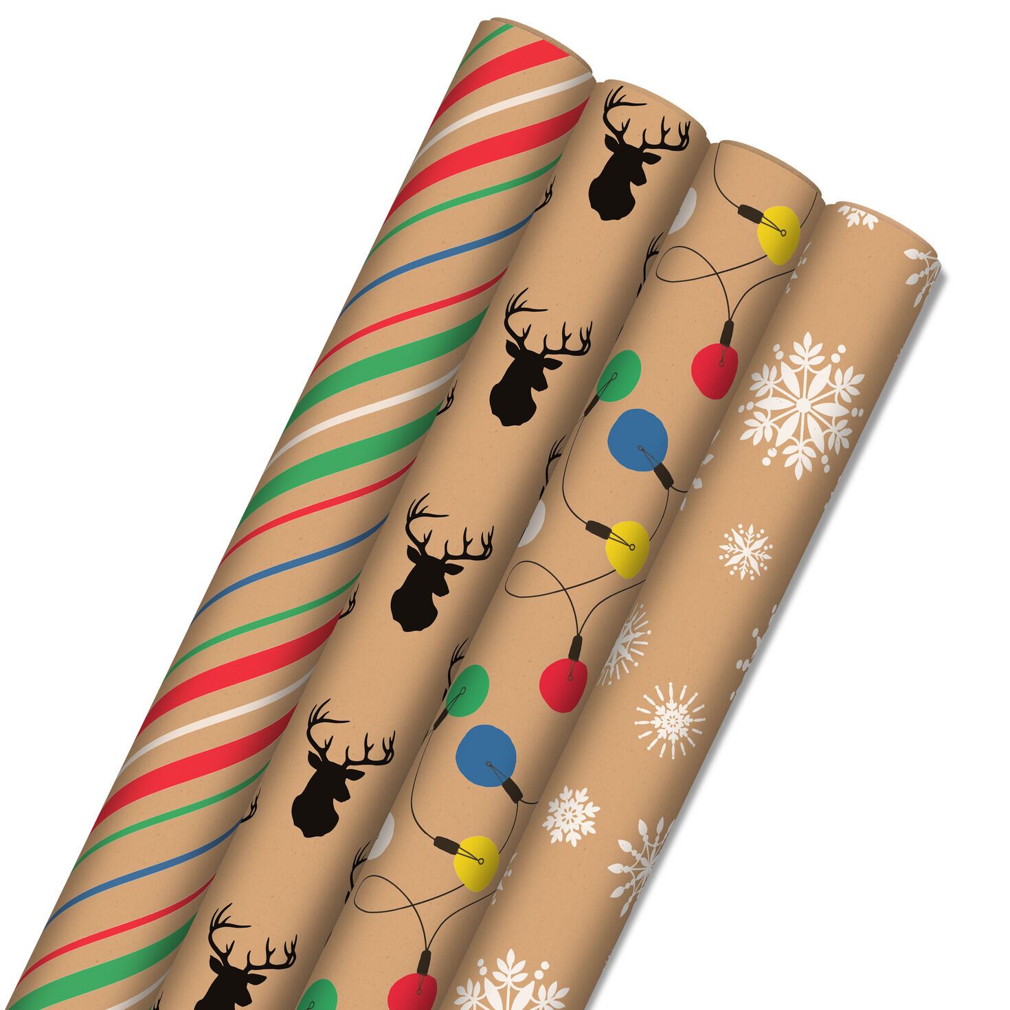 Assorted Gift Wrap - Christmas Kraft Wrapping Paper - Kraft Christmas Set -  6 Rolls 