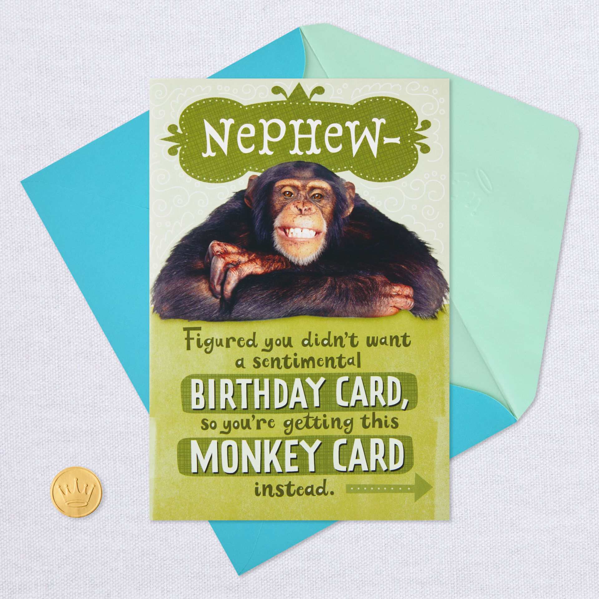 Not Sentimental Chimp Hug Birthday Card for Nephew - Greeting Cards ...