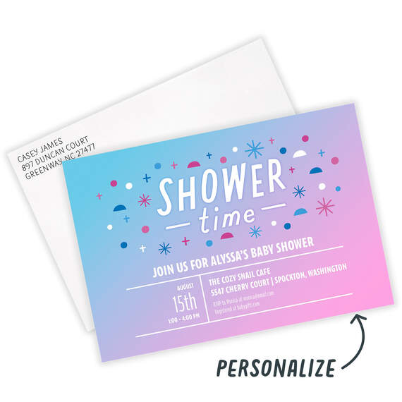 Pink and Blue Ombré Baby Shower Invitation, , large image number 2