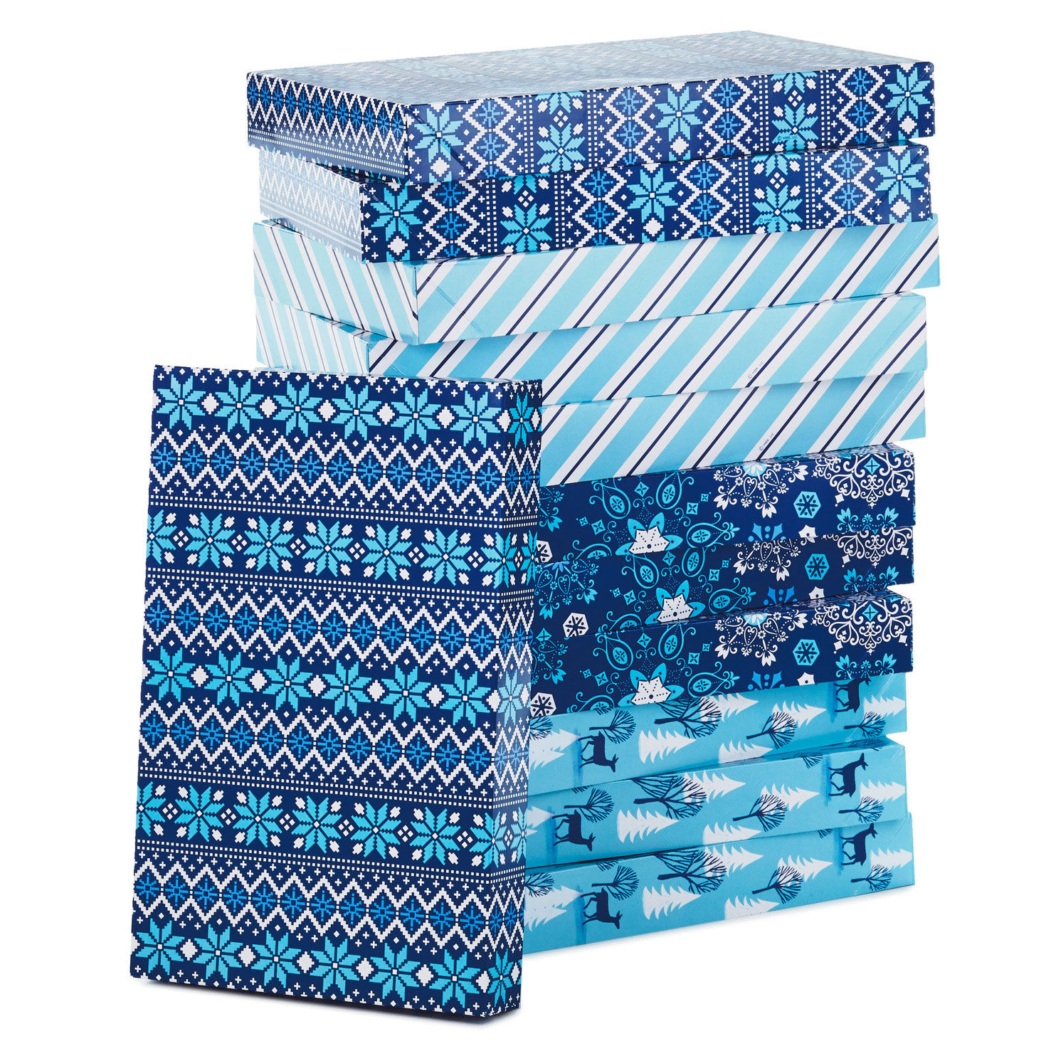 Hallmark Christmas Gift Box Assortment, Patterned Shirt Boxes with Lids, Set of 12