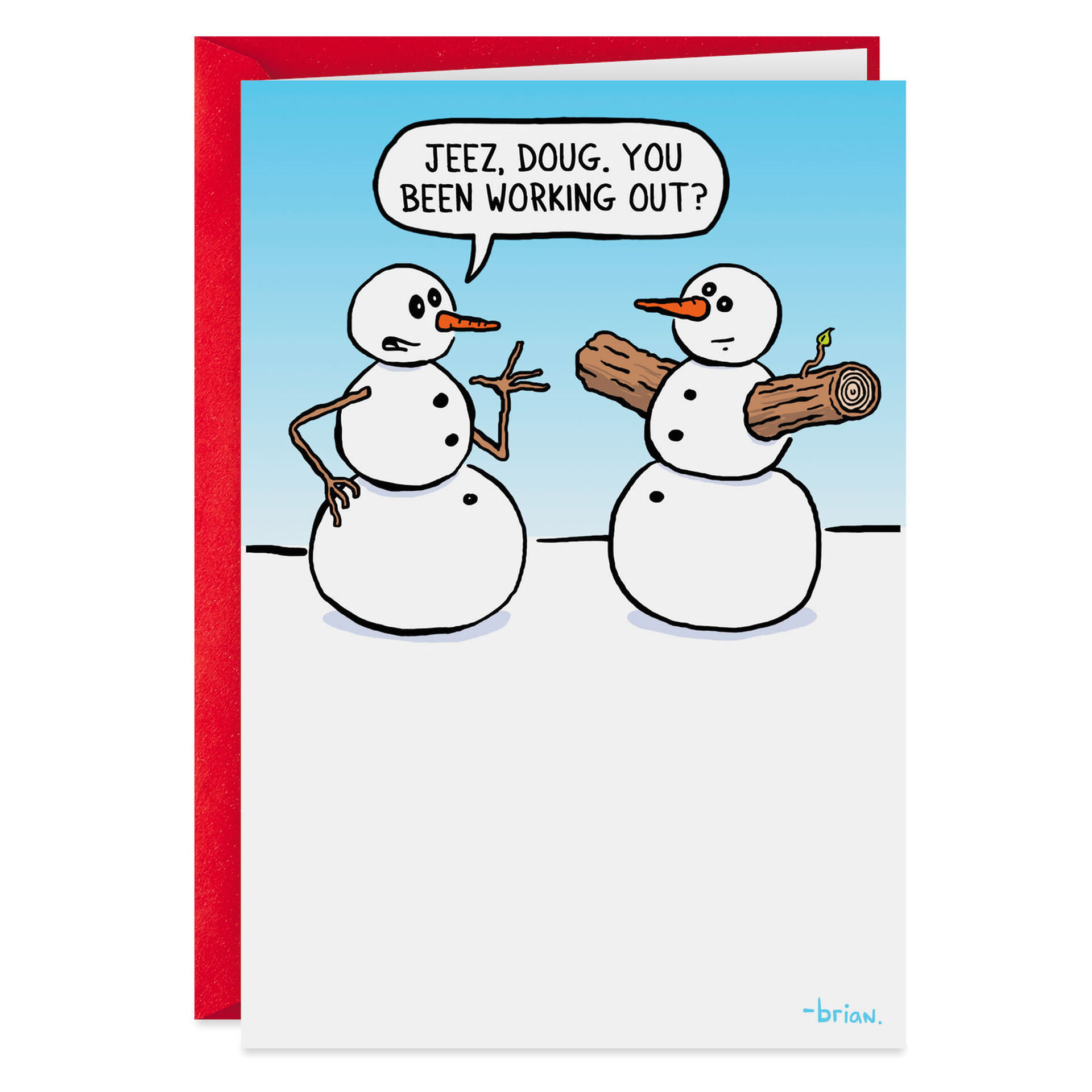 Buff Snowman Funny Christmas Card Greeting Cards Hallmark 0945