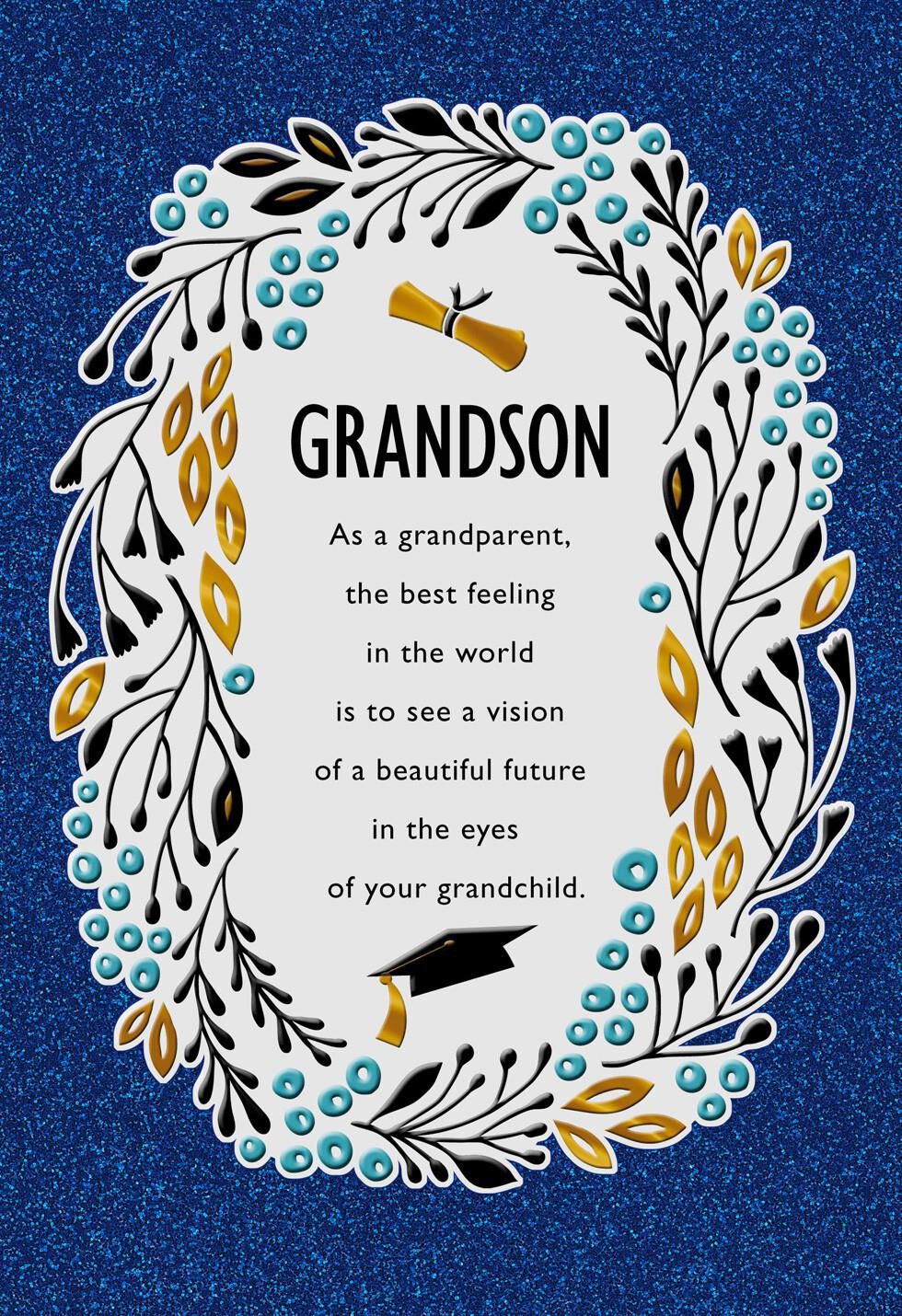 Ivy and Graduation Cap Greeting Card for Grandson Greeting Cards