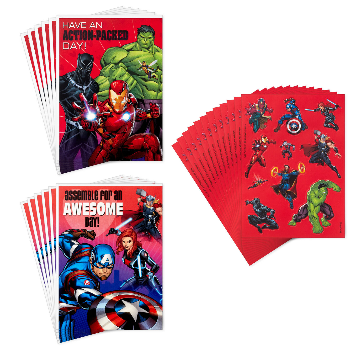 Marvel Avengers Kids Assorted Valentines With Stickers Pack Of 12 Boxed Cards Hallmark