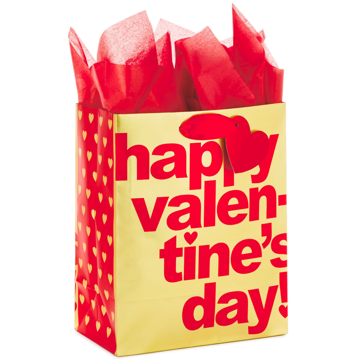 Hallmark Small Valentine's Day Gift Bag with Tissue Paper (Red Happy  Valentine's Day, Gold Heart)