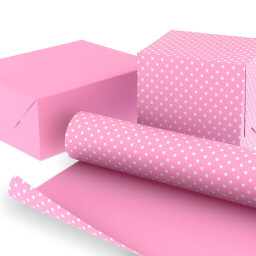 Pink/Mini Dots Reversible Wrapping Paper Roll, 20 sq. ft. - Wrapping Paper  - Hallmark