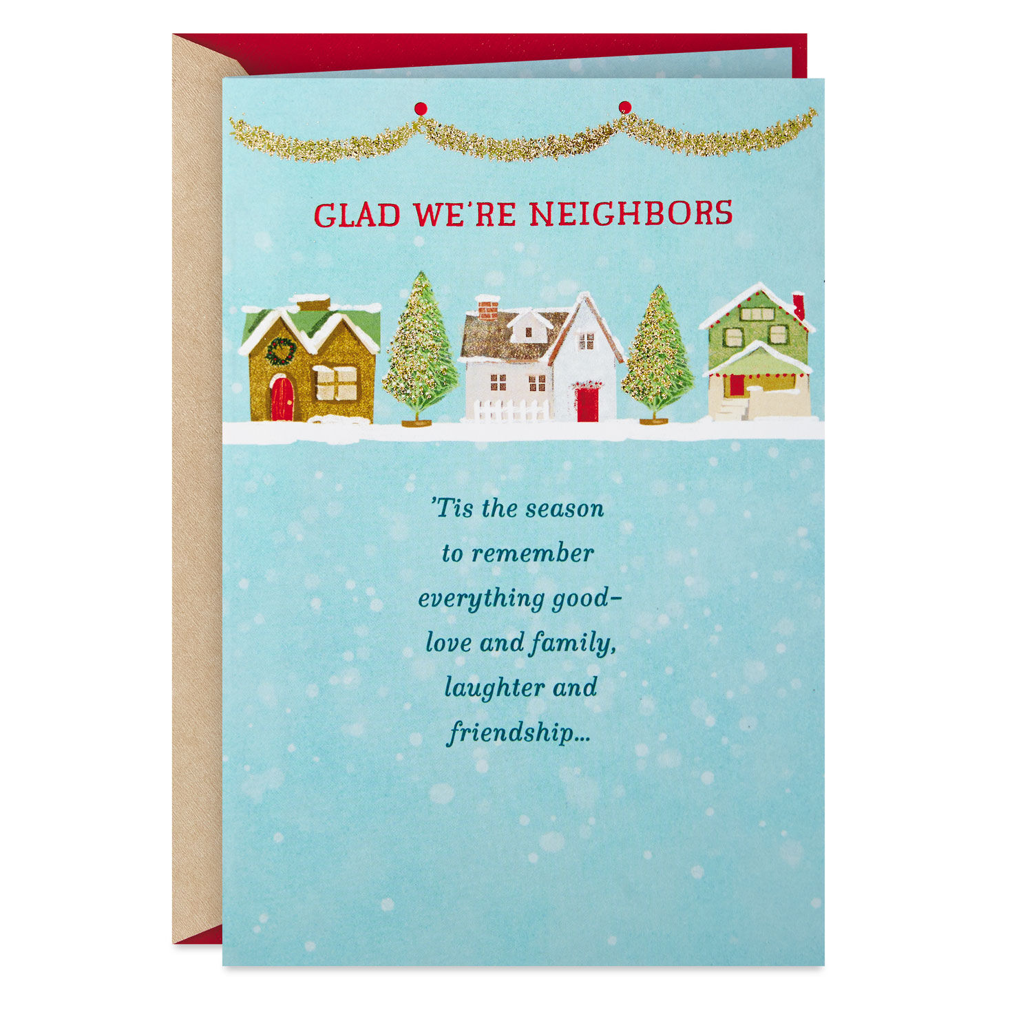 for Neighbor Christmas Navy Blue and Golden Ornaments Card