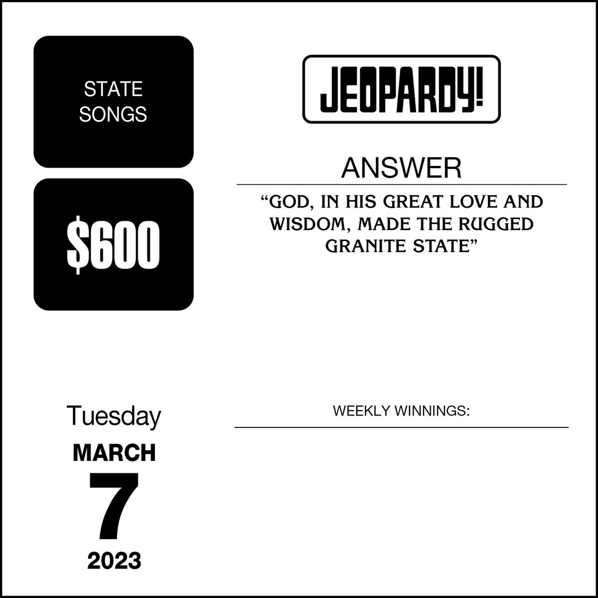 Jeopardy! 2023 Daily Desktop Calendar Calendars & Planners Hallmark