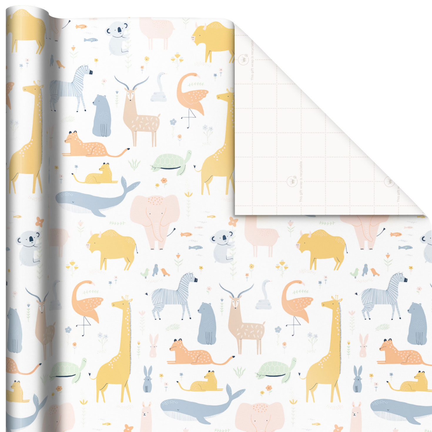Sheep Personalized Name Baby Shower Wrapping Paper - Pastel Baby