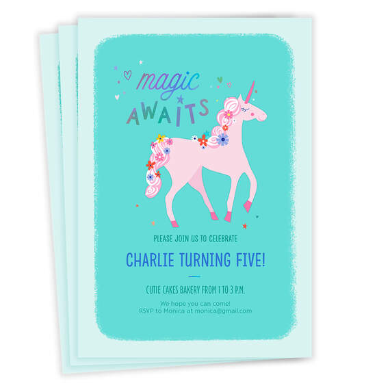 Magic Awaits Unicorn Birthday Invitation