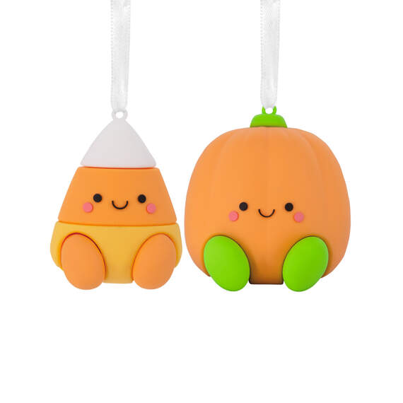 Better Together Pumpkin and Candy Corn Magnetic Hallmark Ornaments, Set of 2
