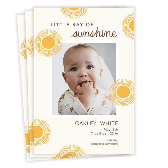 Ray of Sunshine Birth Announcement, , large image number 1