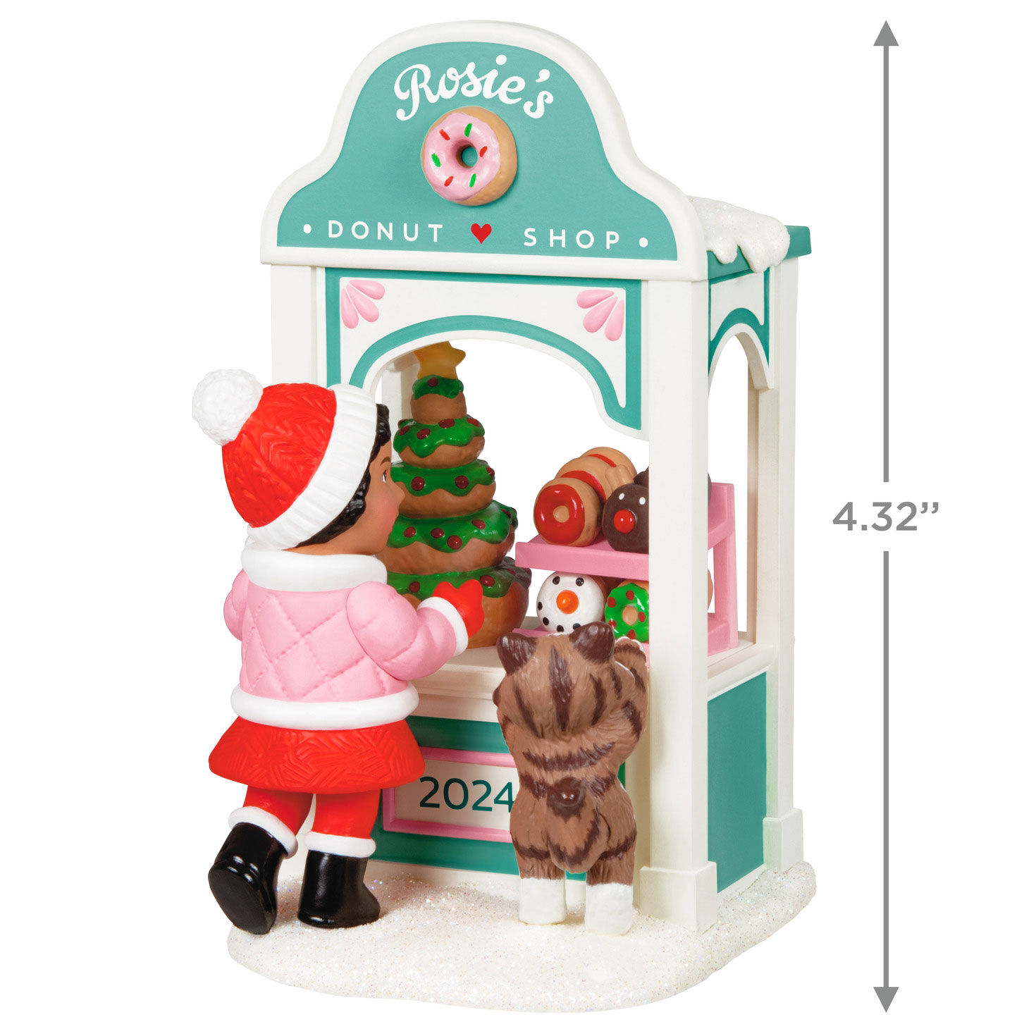 Christmas Window 2024 Exclusive Ornament Keepsake Ornament Club   Girl And Cat At Donut Shop Keepsake Ornament 2299QXC5624 04 