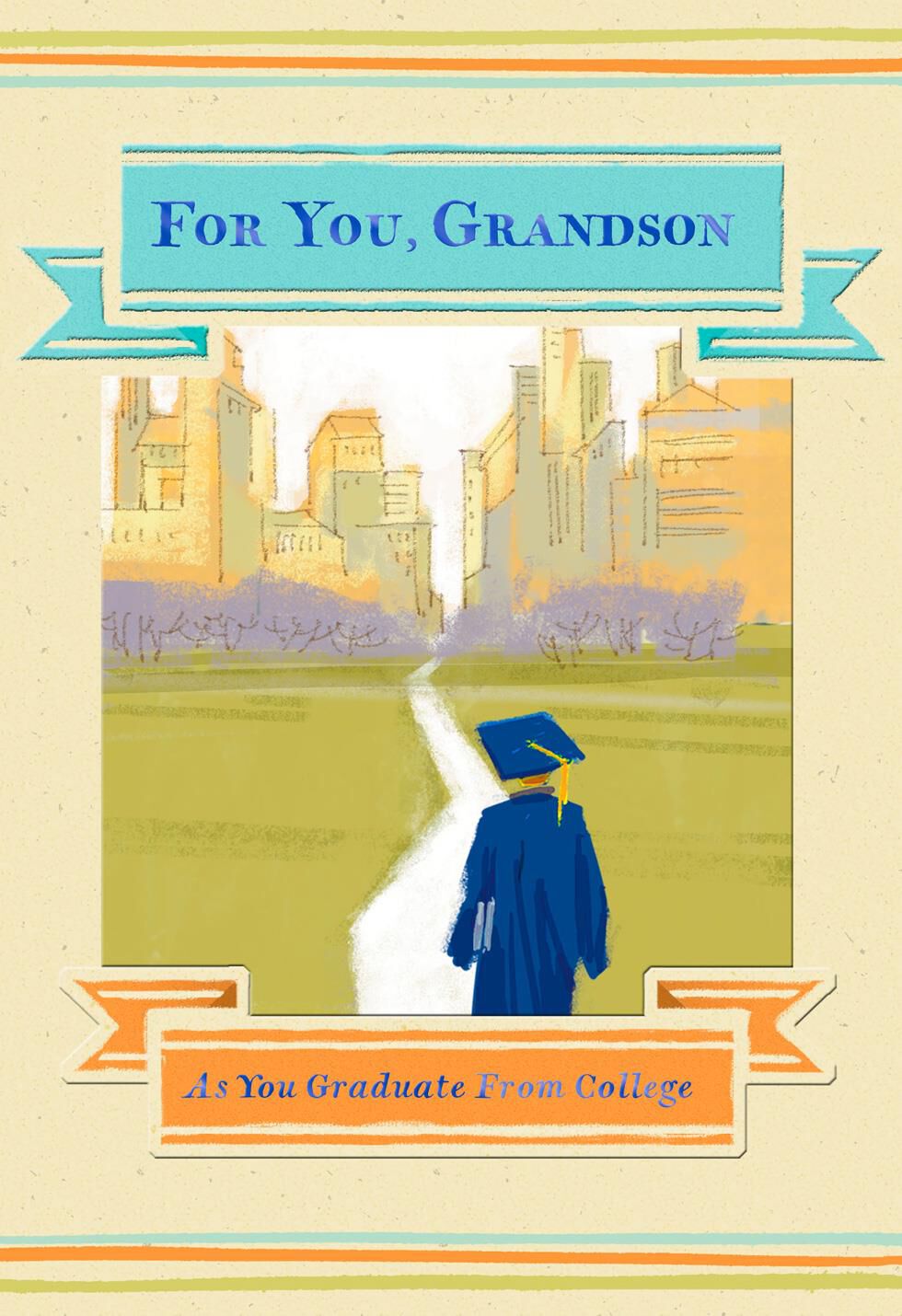 Cityscape College Graduation Card for Grandson - Greeting Cards - Hallmark