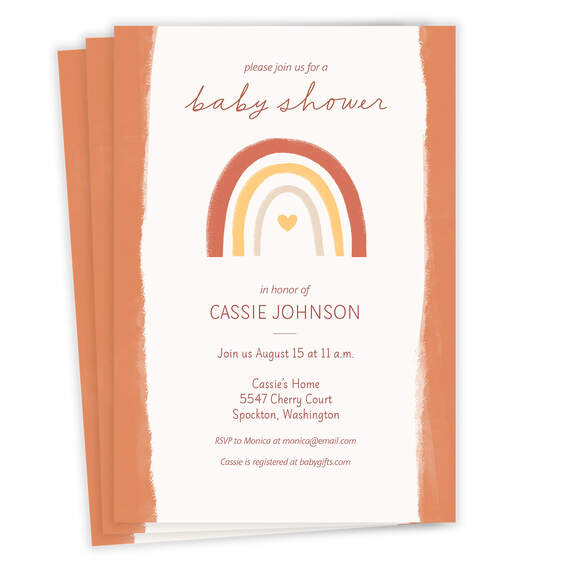 Rainbow With Heart Baby Shower Invitation, , large image number 1