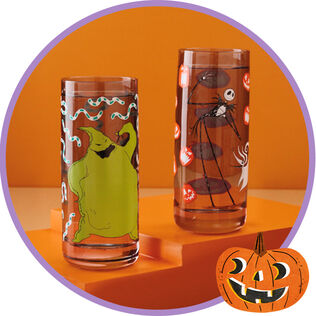 Drinking glasses featuring characters from The Nightmare Before Christmas