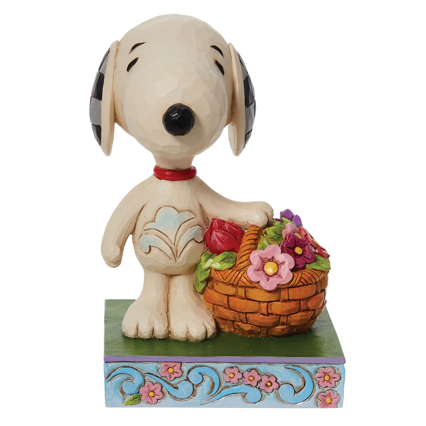 Jim Shore Peanuts Snoopy Basket of Tulips Figurine, 4.9 