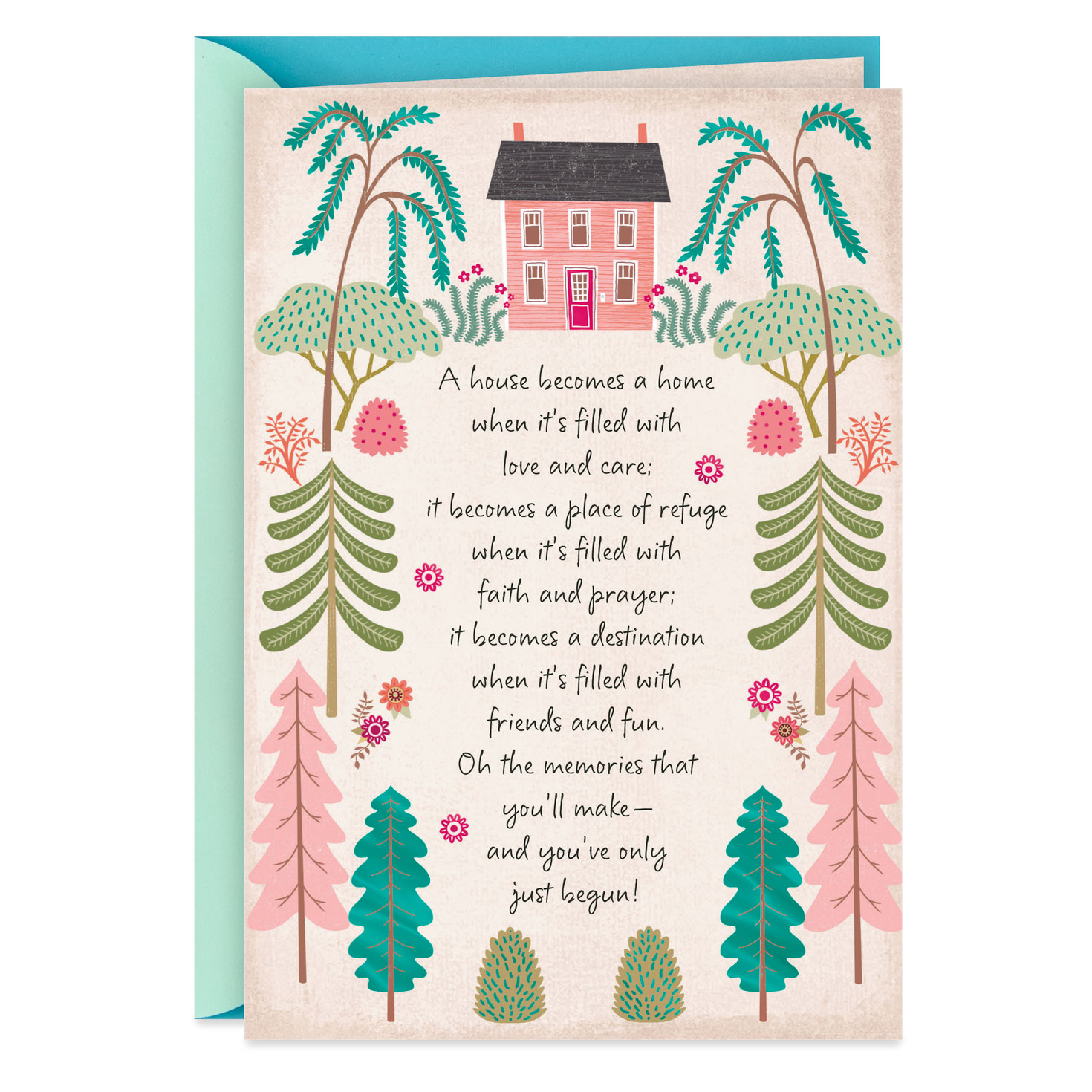 Pink House Religious New Home Congratulations Card 