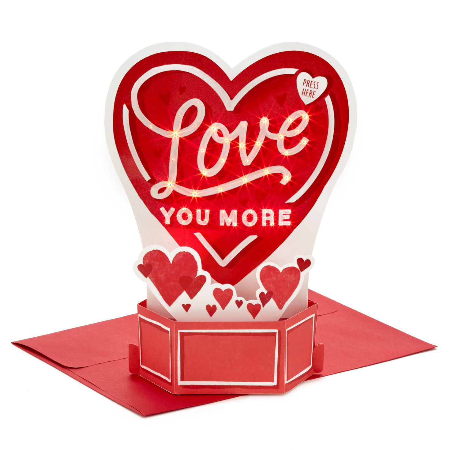 Love You More Musical 3D Pop-Up Love Card With Light - Greeting