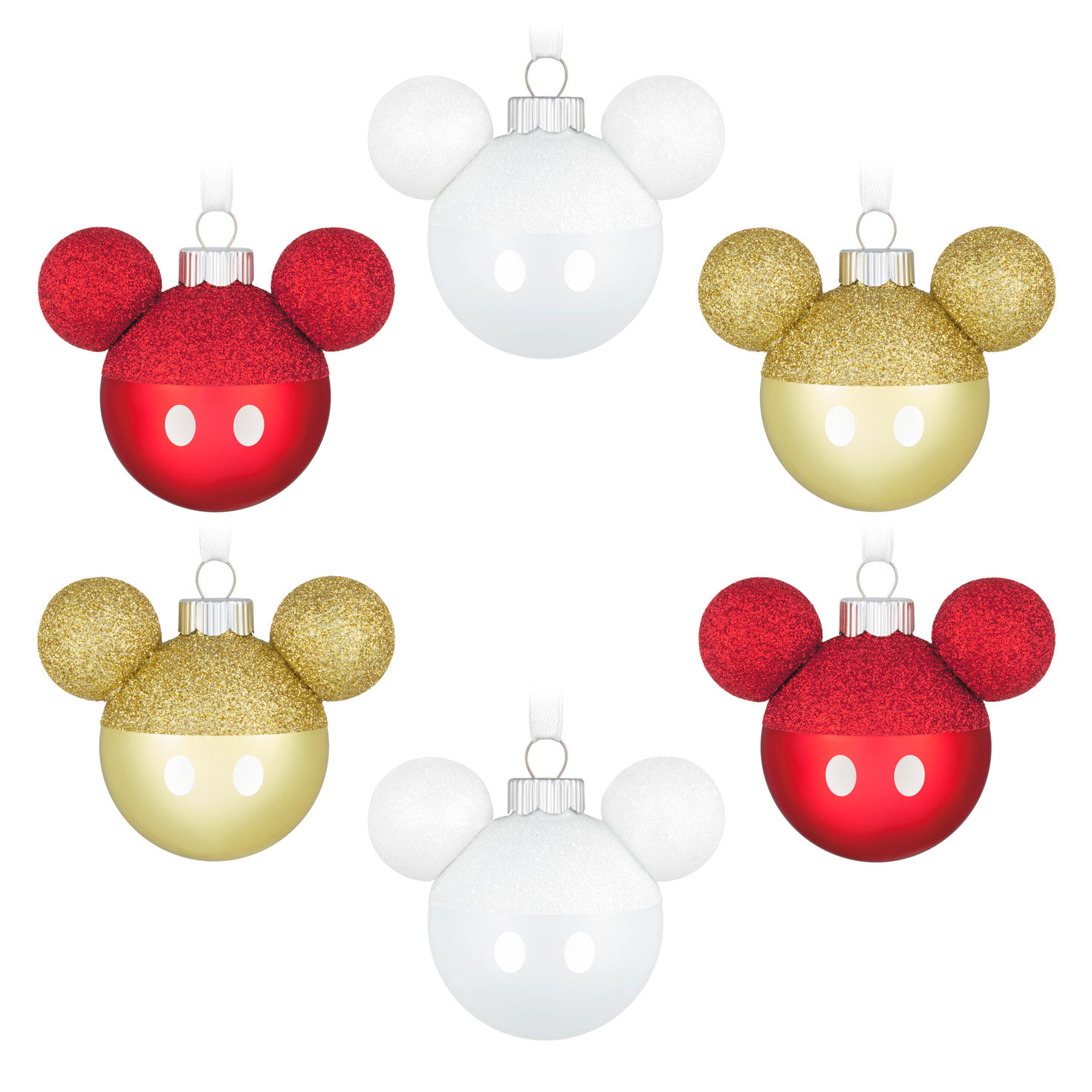 Disney Mickey Mouse Glass Ornaments, Set of 6 - Keepsake Ornaments ...