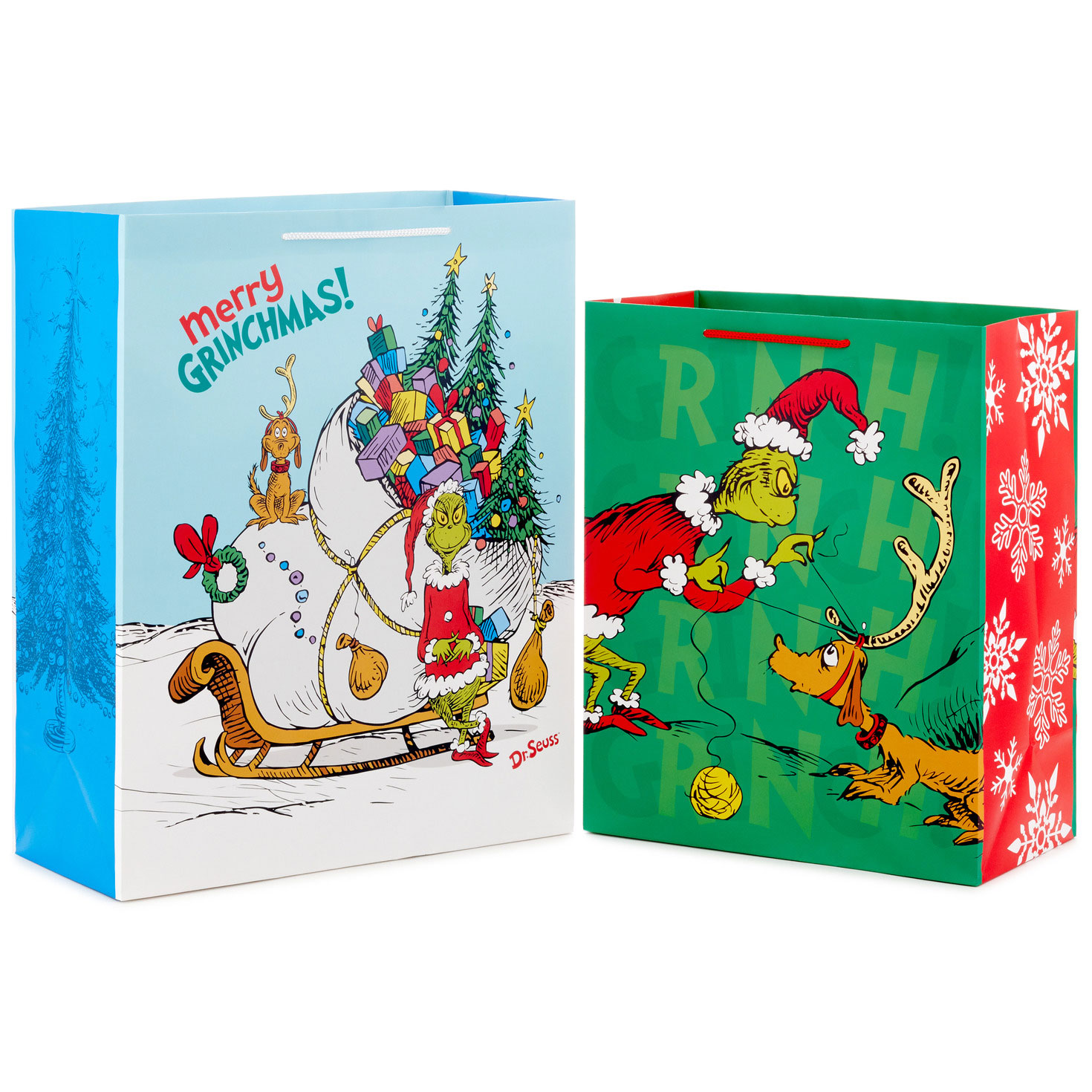Dr. Seuss's How the Grinch Stole Christmas 2-Pack Assorted Christmas Gift  Bags - Gift Bags