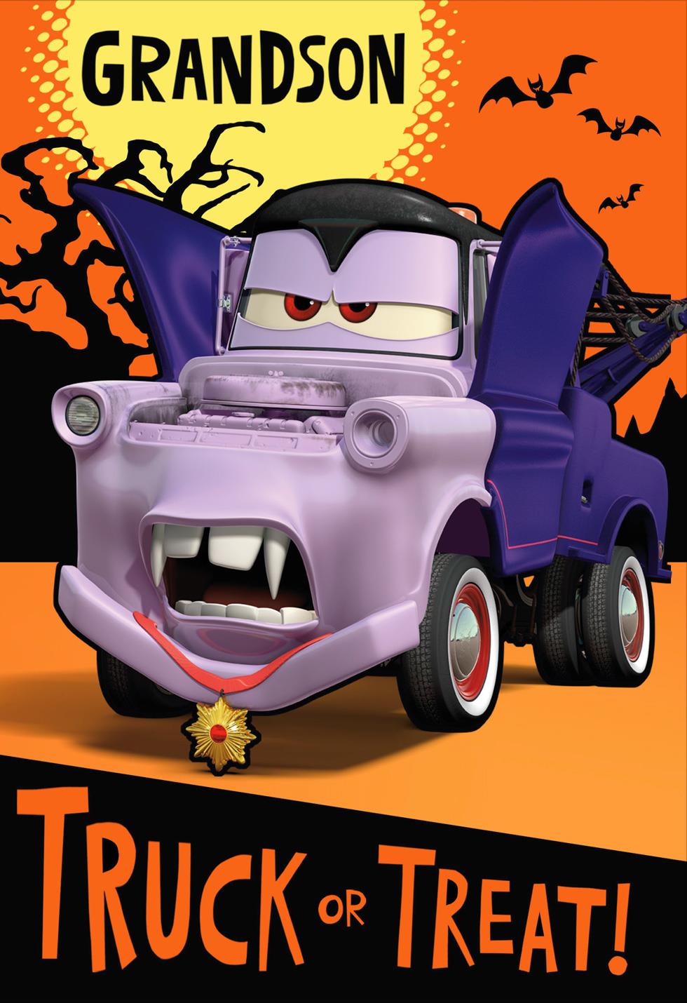 Disney Pixar Cars Mater as Vampire Halloween Card for 