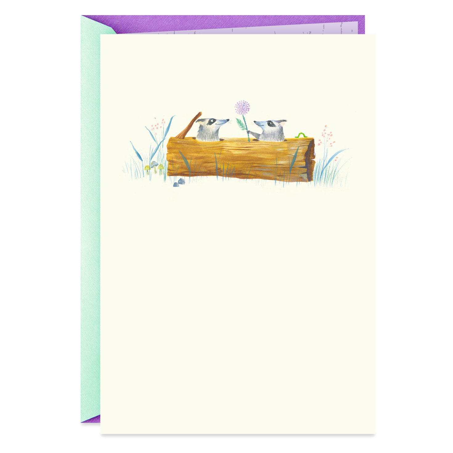 Cute Raccoons and Flowers Blank Card - Greeting Cards ...
