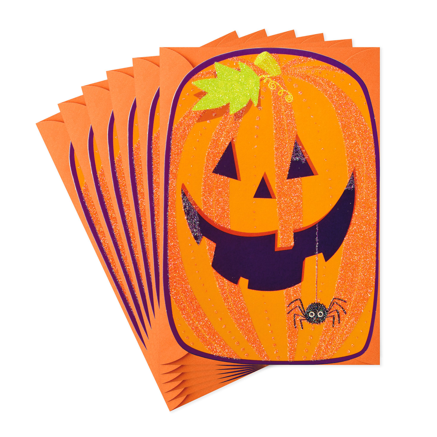 Smiling Pumpkin With Spider Halloween Cards, Pack of 6 - Boxed Cards ...